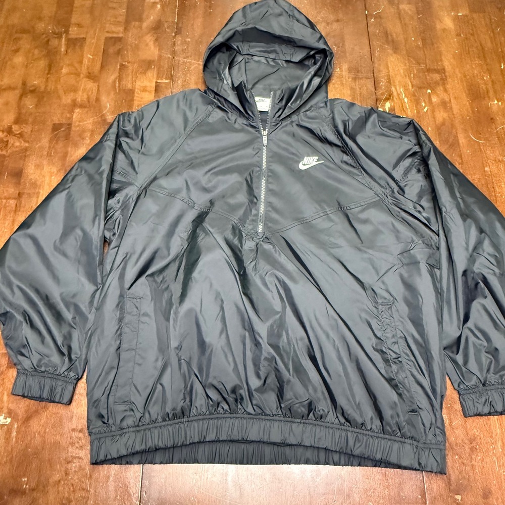 Nike Windrunner Anorak Jacket Mens XL Black Half Zip Hooded DQ4910 performance